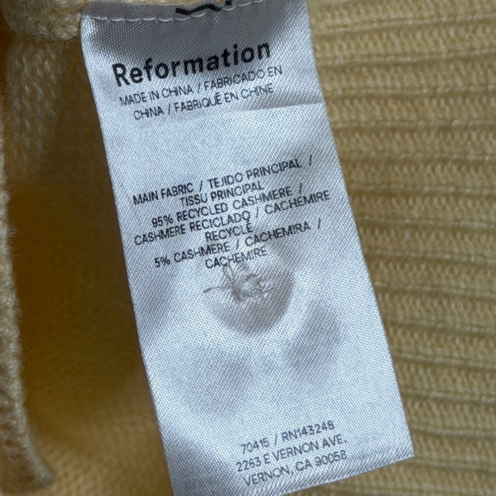 Reformation Clara Cashmere Crew Cardigan in Parmesan - Picture 7 of 7